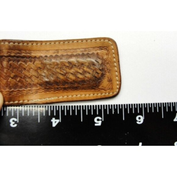 Leather Money Clip Textured Monogrammed "P.A.S." Credit Card Cash ID Holder - Picture 4 of 11